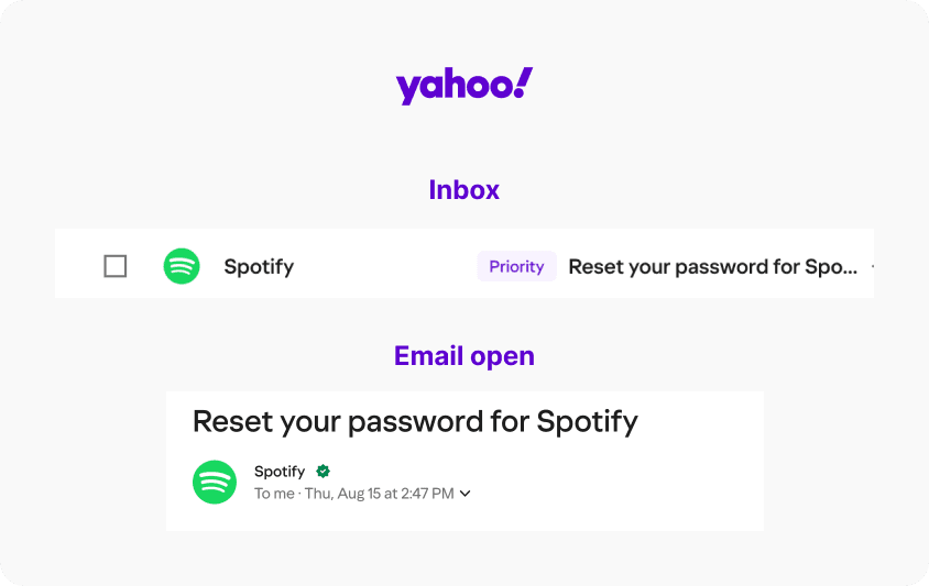 Logo in inbox view vs. Logo in open message view