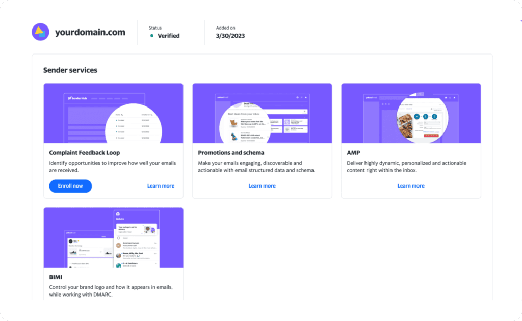 Yahoo Sender Hub Dashboard