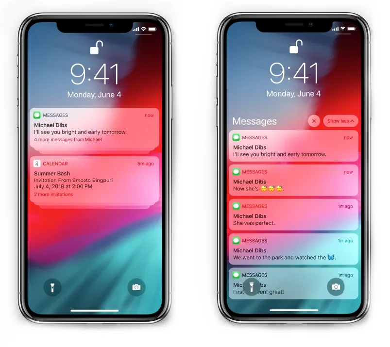 Push notification grouping on iOS